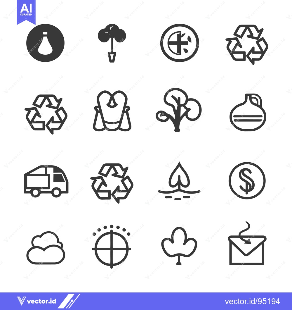 Premium Vector of Set of Environmental and Recycling Icons