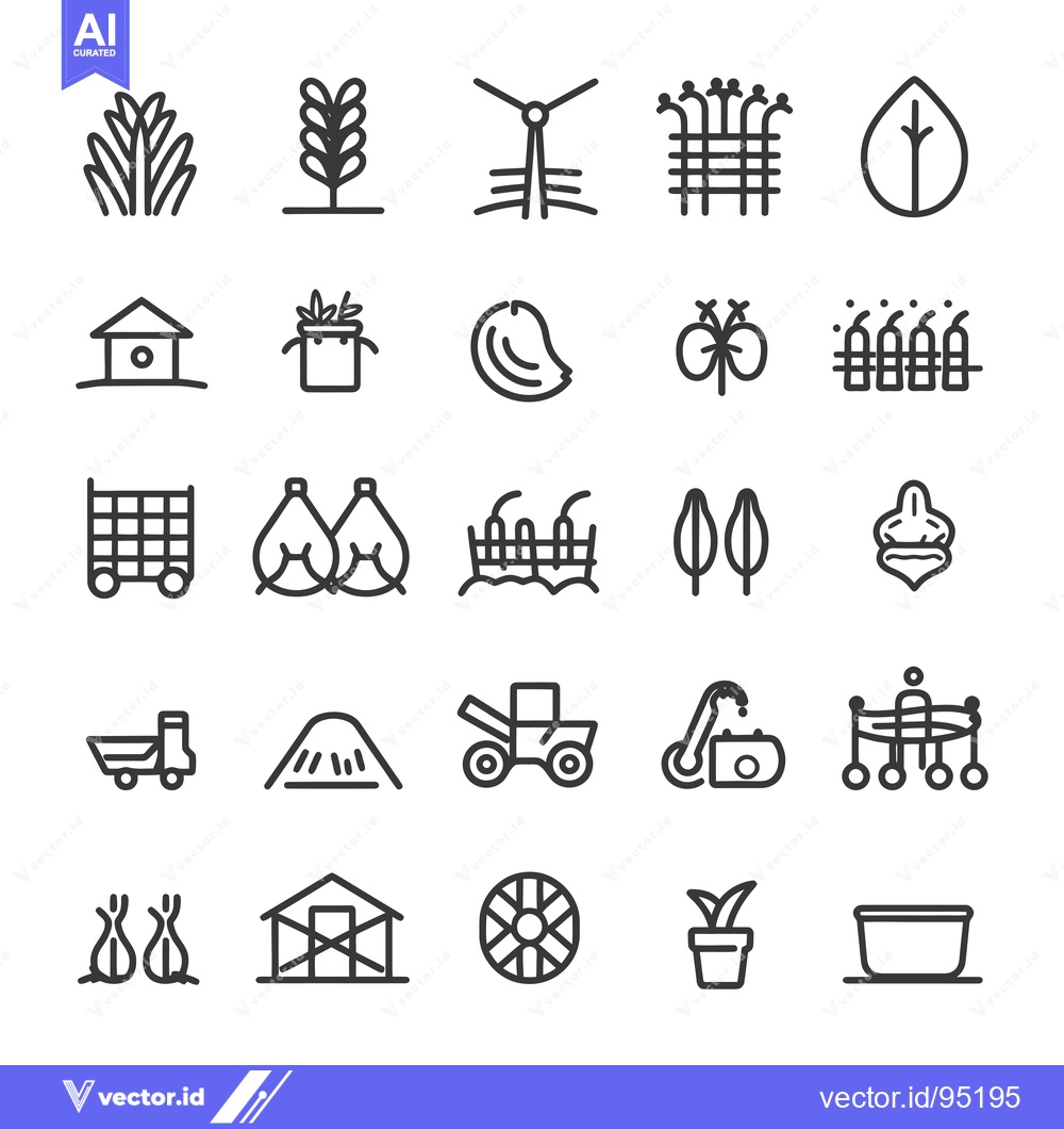Premium Vector of Set of Farm and Agricultural Outline Icons