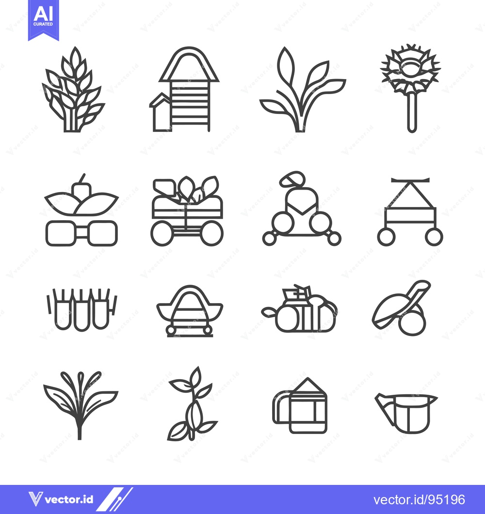 Premium Vector of Set of Farm and Agriculture Line Icons