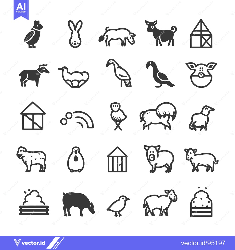 Premium Vector dari Set of farm animal and barn icons