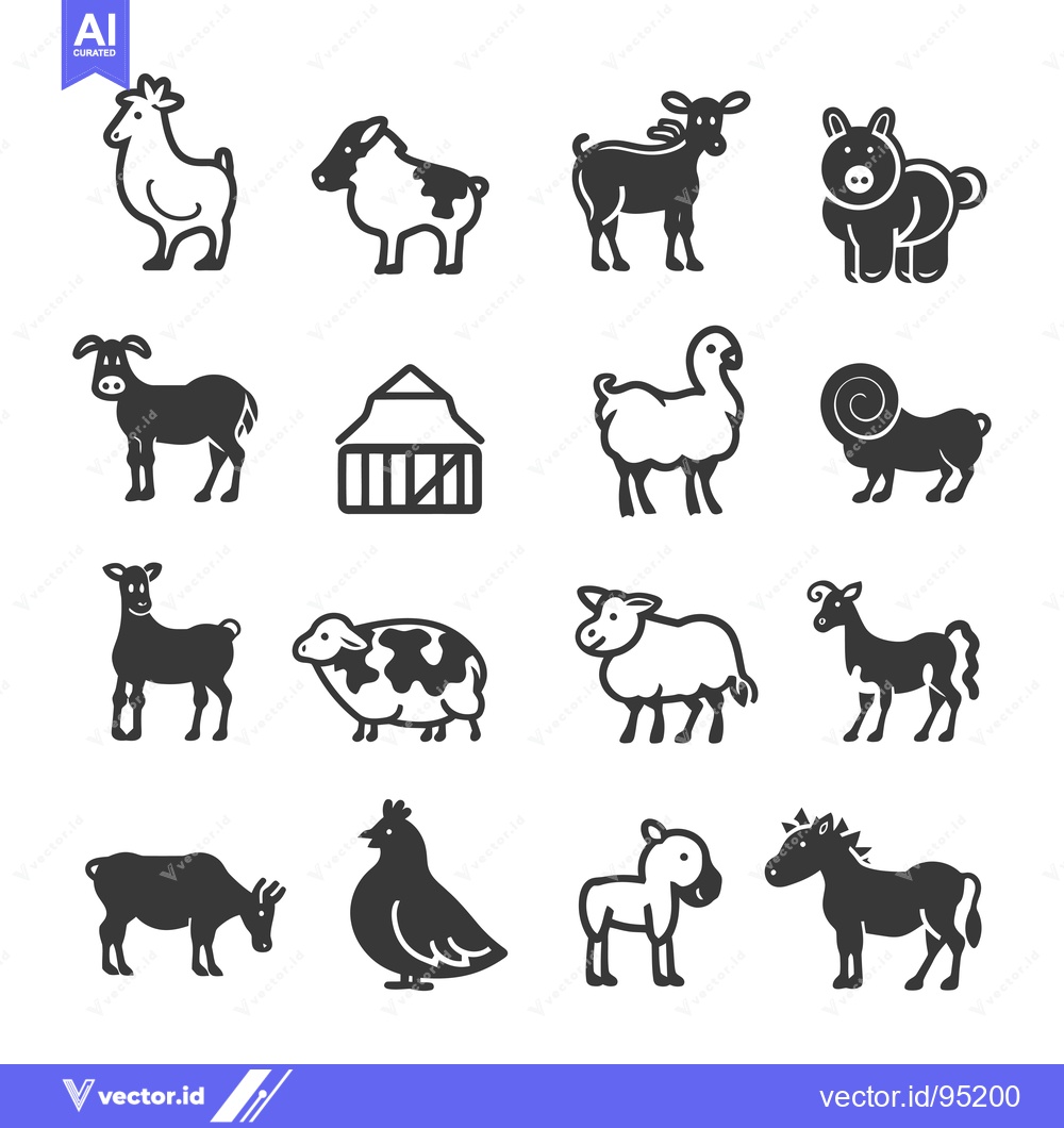 Premium Vector dari Set of Farm Animal Icons