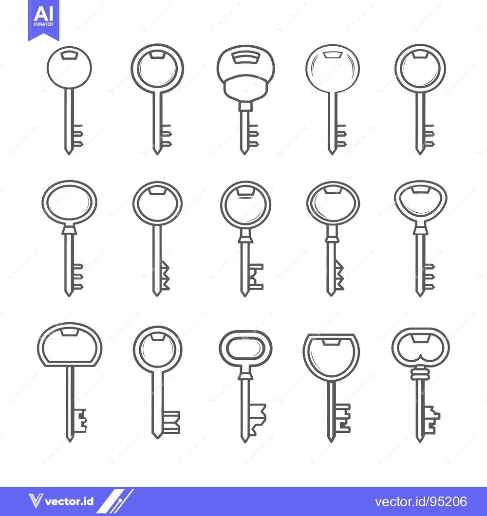 Premium Vector dari Set of fifteen different key outlines