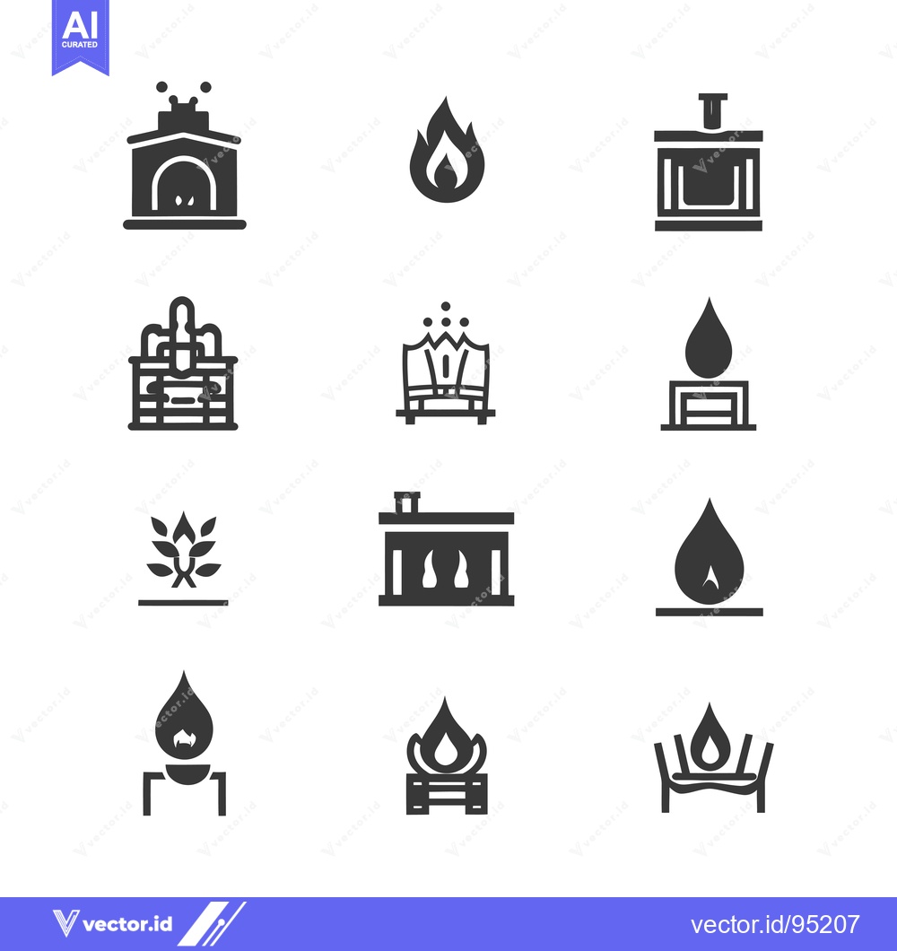 Premium Vector dari Set of Fire and Fireplace Icons