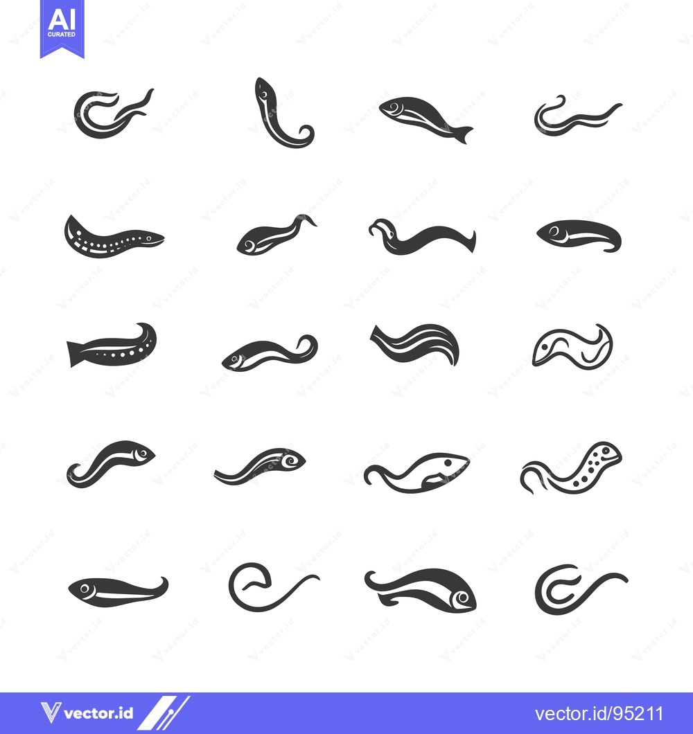 Premium Vector dari Set of Fish and Water Wave Icons
