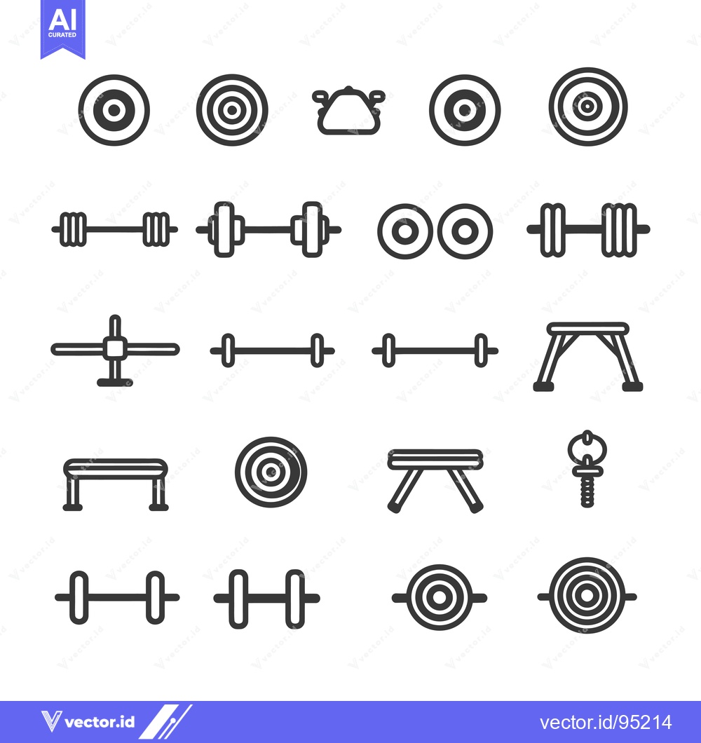 Premium Vector dari Set of Fitness and Gym Equipment Icons