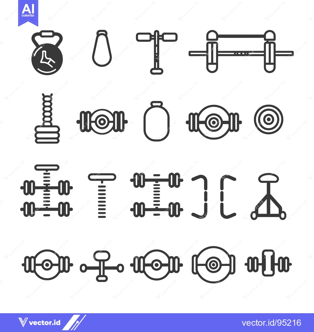 Premium Vector dari Set of Fitness Equipment Icons