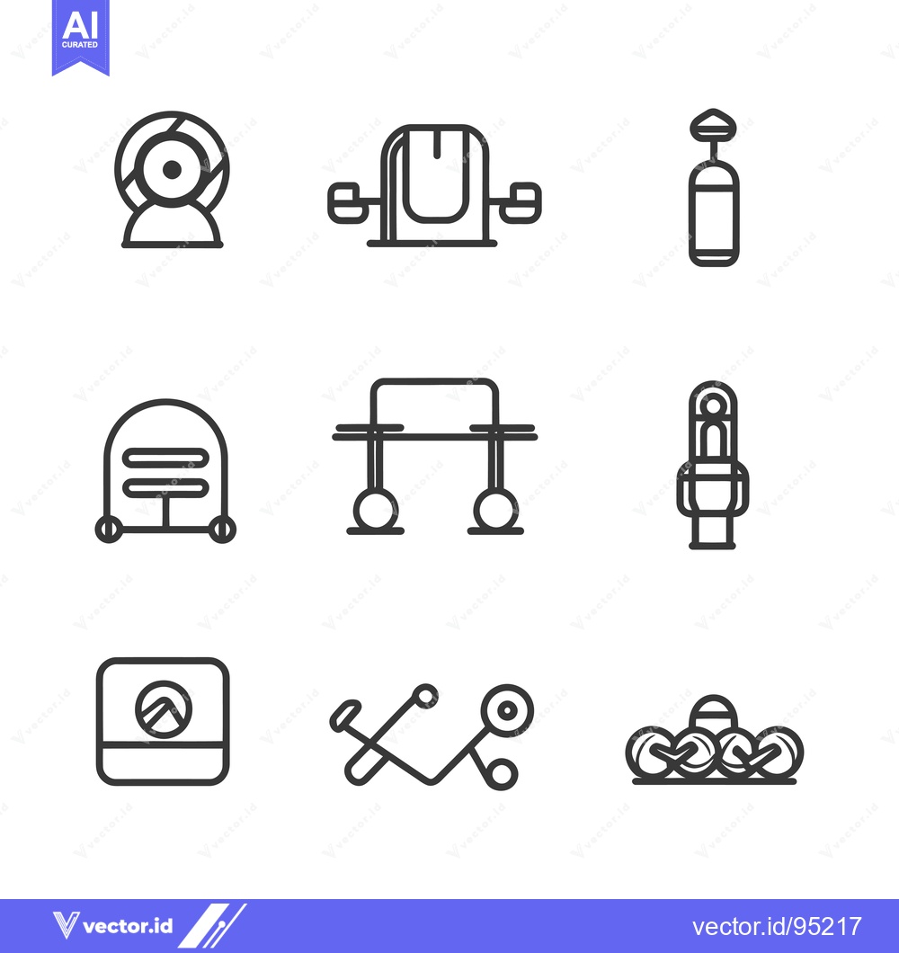 Premium Vector dari Set of Fitness Equipment Line Icons
