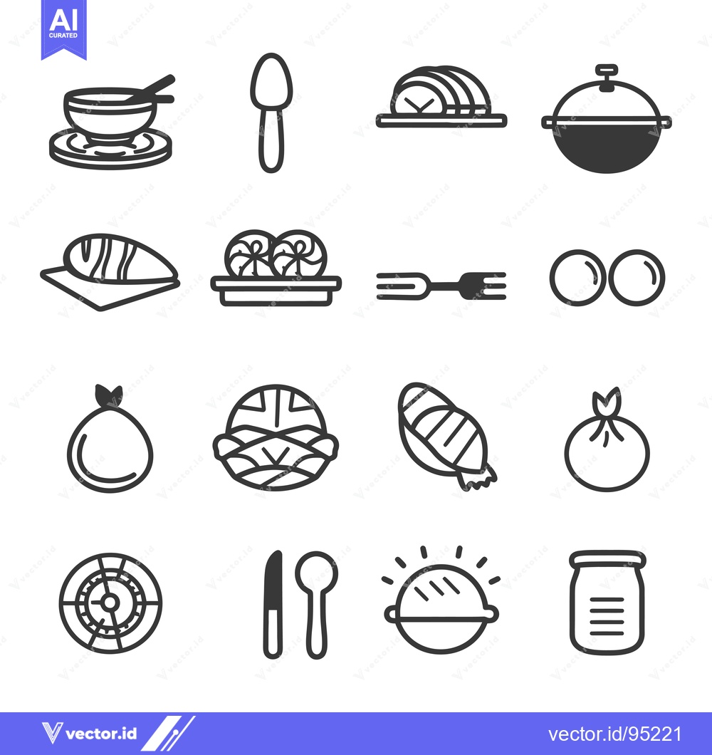 Premium Vector dari Set of Food and Cooking Utensil Icons