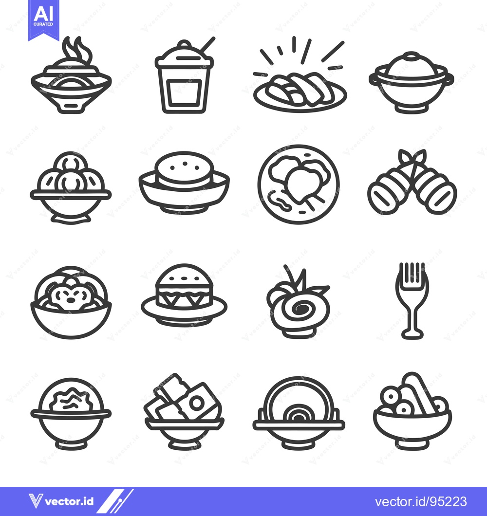 Premium Vector of Set of Food and Drink Icons in Outline Style