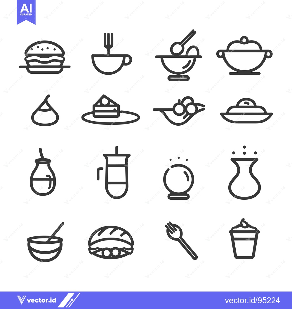 Premium Vector dari Set of Food and Drink Line Icons