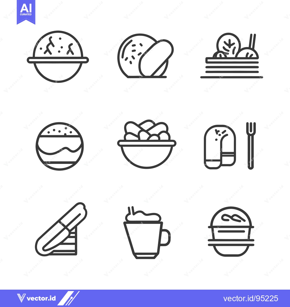 Premium Vector dari Set of Food and Drink Line Icons