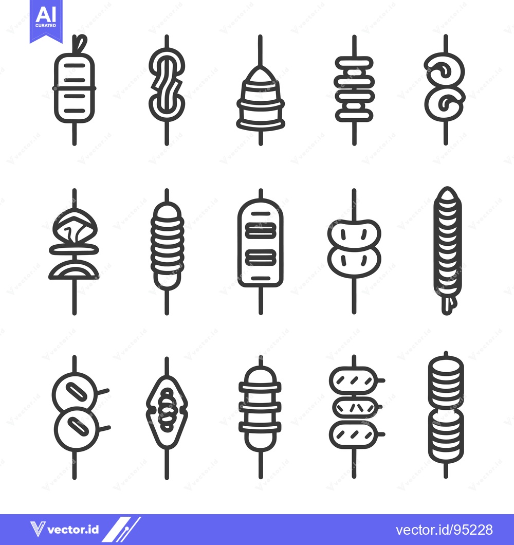 Premium Vector dari Set of Food Skewer Icons in Line Style