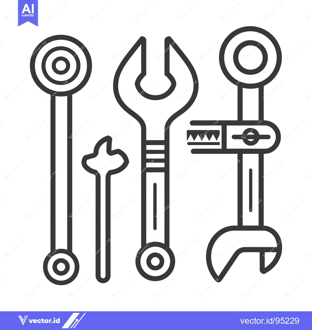 Premium Vector of Set of four black and white outline tools
