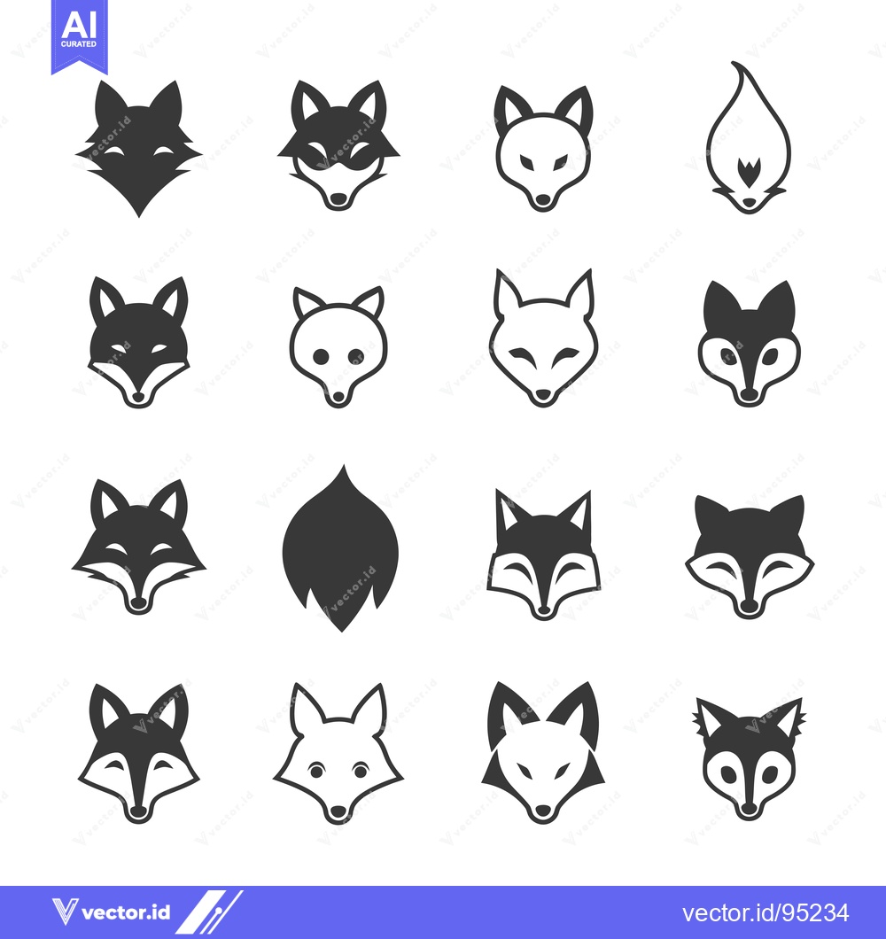 Premium Vector dari Set of Fox Head Icons in Various Styles