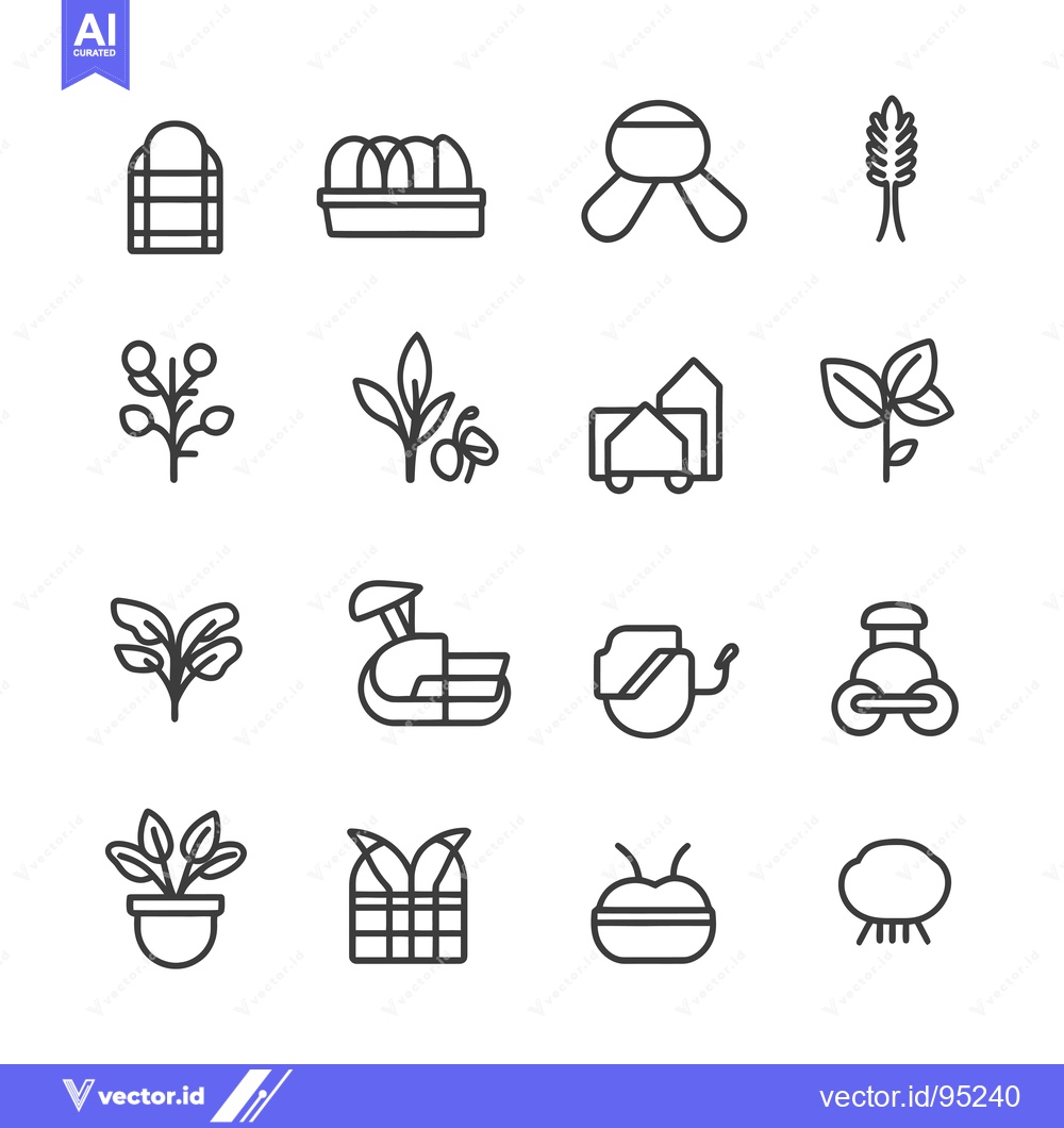Premium Vector dari Set of Gardening and Farming Line Icons