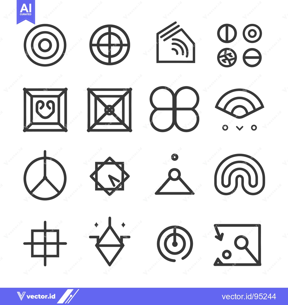 Premium Vector dari Set of Geometric Shapes and Symbols in Black and White