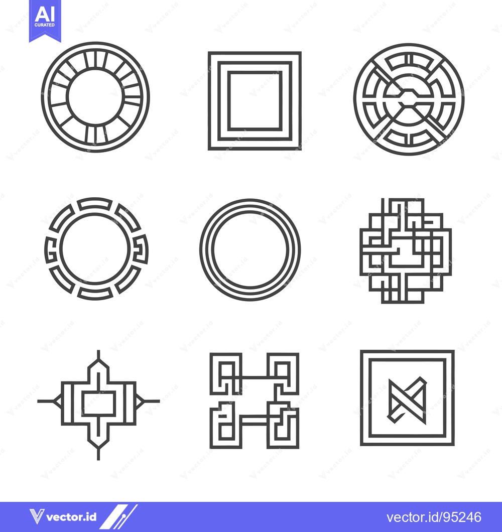 Premium Vector dari Set of Geometric Shapes with Circular and Square Patterns