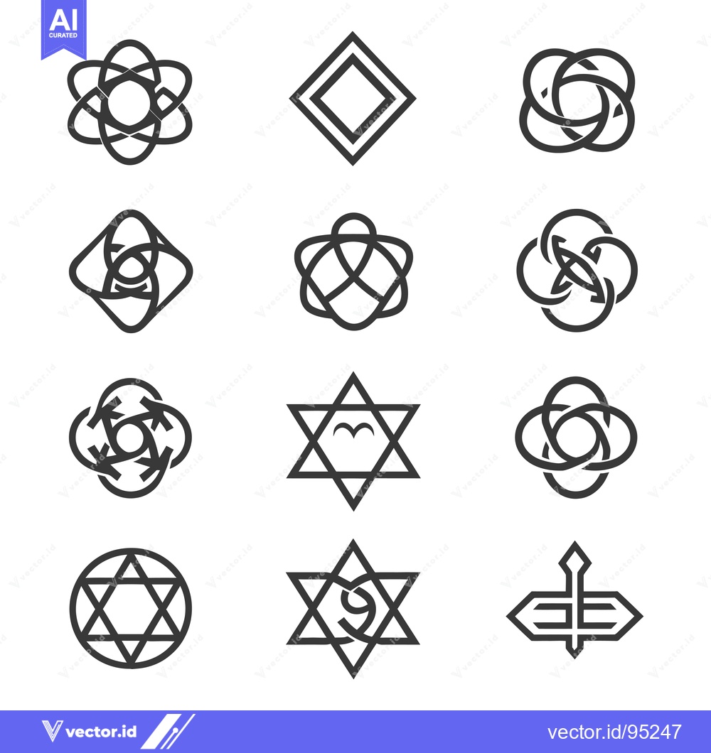 Premium Vector of Set of Geometric Symbols with Abstract Shapes and Designs