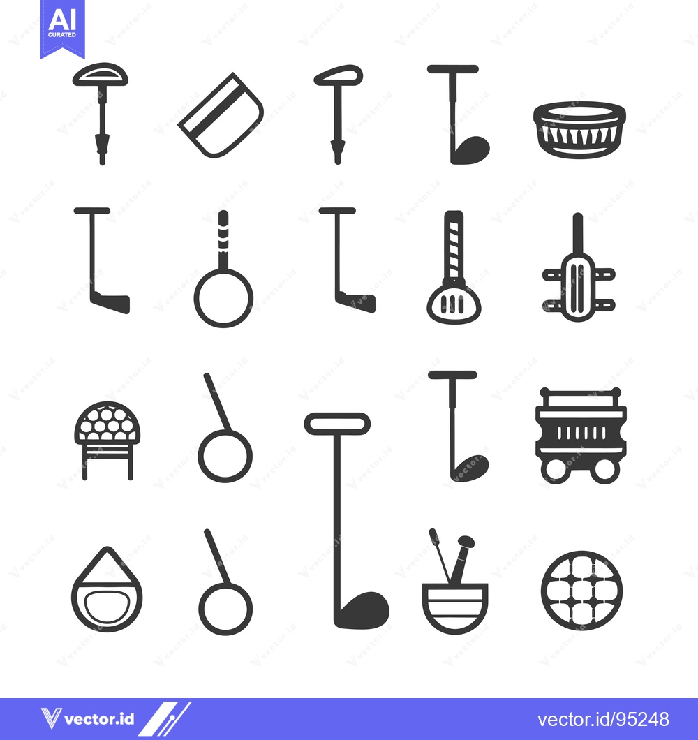 Premium Vector of Set of Golf Icons in Black and White