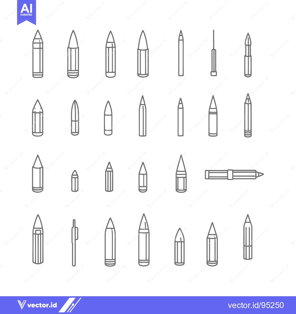 Premium Vector dari Set of Grey Outline Pencil Icons