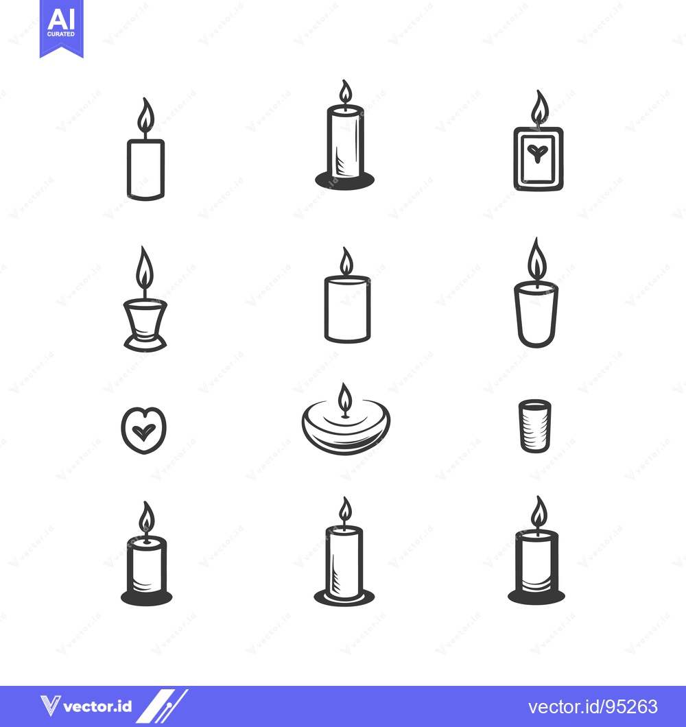 Premium Vector dari Set of Hand Drawn Candle Icons with Variations in Shape and Design
