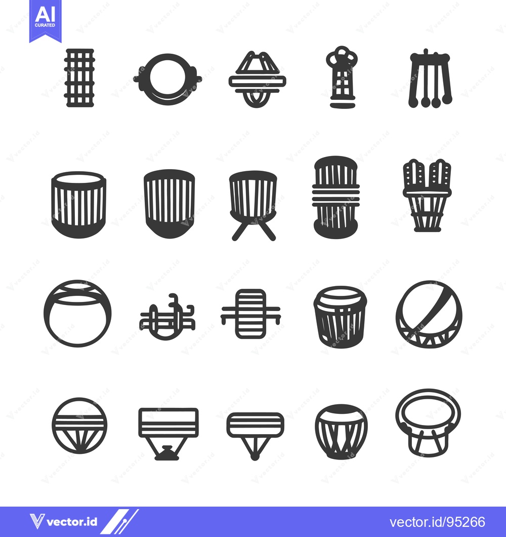 Premium Vector of Set of Hand-Drawn Drum and Percussion Instrument Icons