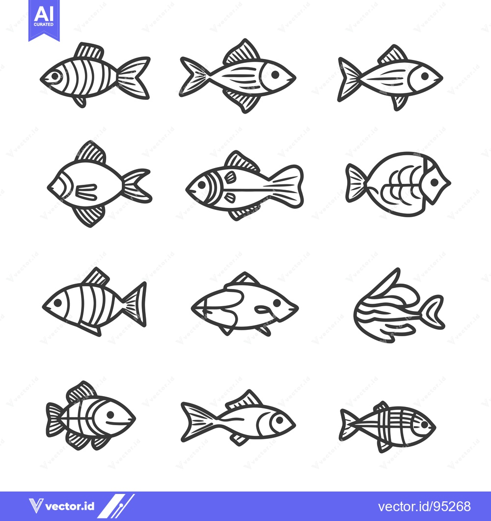 Premium Vector dari Set of Hand-Drawn Fish Illustrations with Various Styles