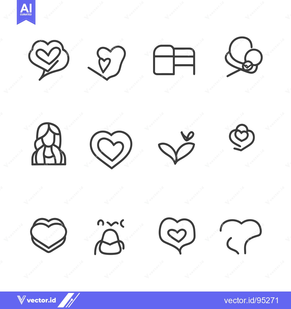 Premium Vector dari Set of Hand-Drawn Heart-Shaped Icons for Love and Romance