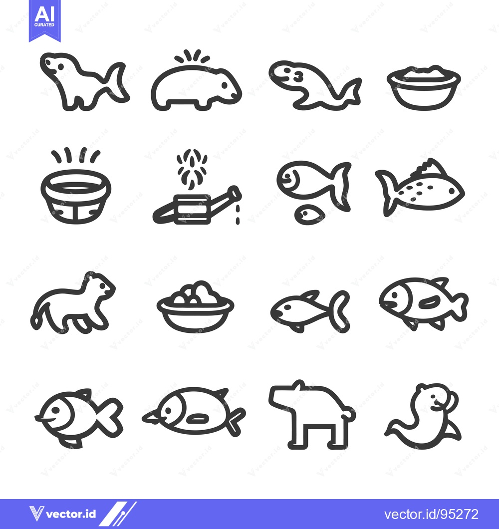 Premium Vector dari Set of Hand Drawn Icons for Animals and Food