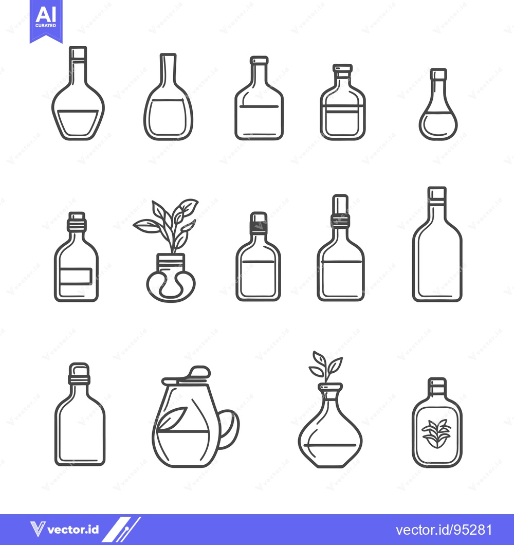 Premium Vector of Set of Hand-Drawn Outline Bottles with Various Shapes and Styles