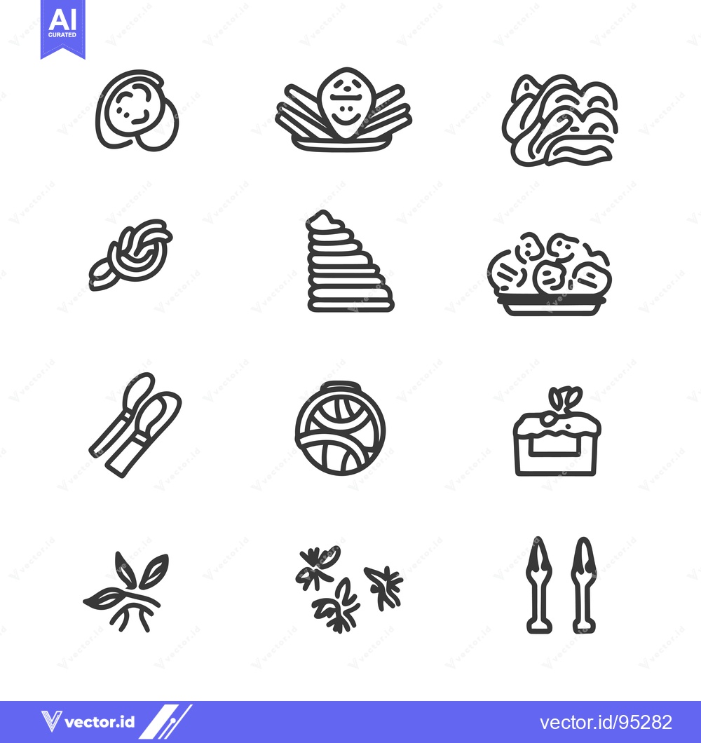 Premium Vector dari Set of Hand-Drawn Pasta Shapes in Black Line Art Style