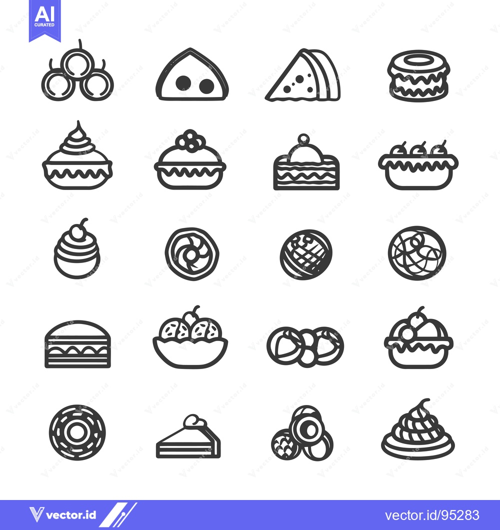 Premium Vector of Set of Hand Drawn Pastry and Bakery Icons