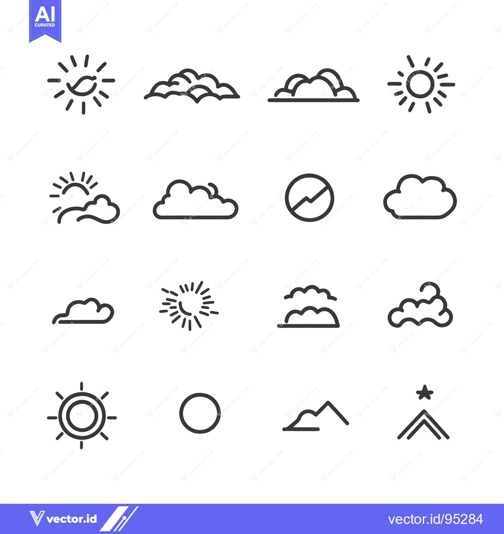 Premium Vector of Set of Hand-Drawn Sun and Cloud Icons