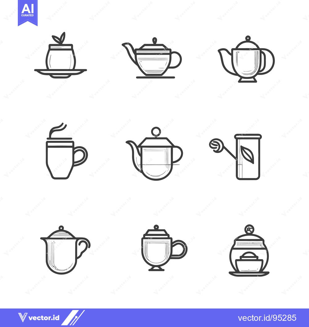 Premium Vector of Set of Hand Drawn Teapot and Cup Illustrations