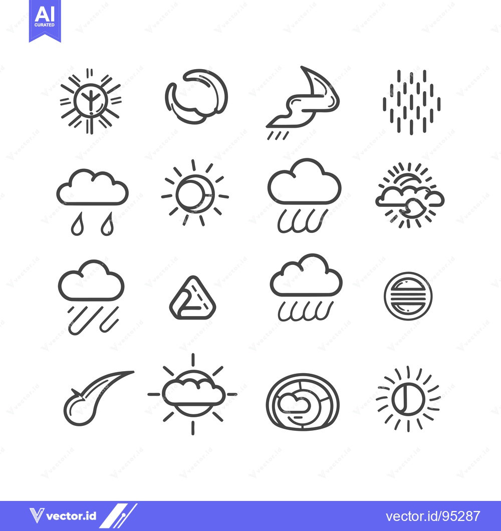Premium Vector of Set of Hand-Drawn Weather Icons