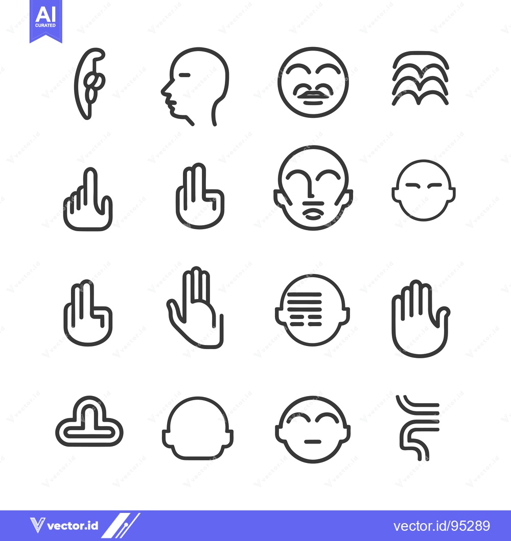 Premium Vector of Set of Hand Gestures and Facial Expressions Icons