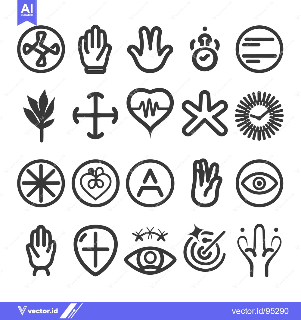 Premium Vector of Set of Hand Gestures and Other Abstract Symbols