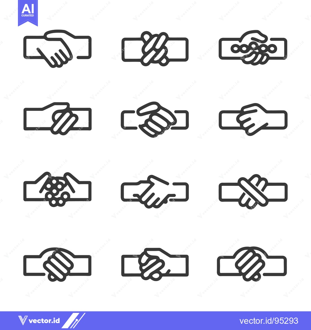 Premium Vector of Set of Handshake Line Icons with Different Styles