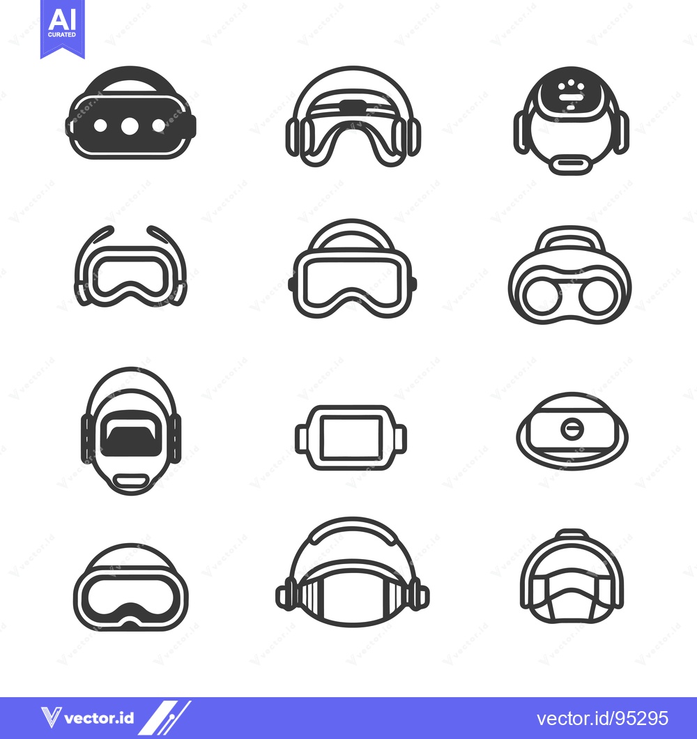 Premium Vector dari Set of Head Mounted Devices for Virtual Reality, Sports, and Safety