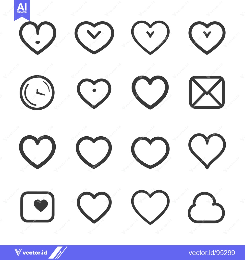 Premium Vector of Set of Heart and Time Icon Illustrations