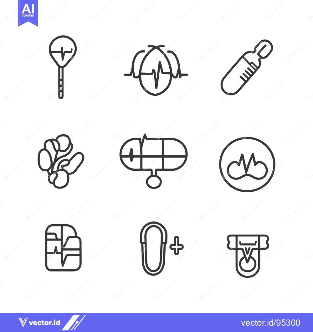 Premium Vector dari Set of Heart Rate and EKG Line Icons