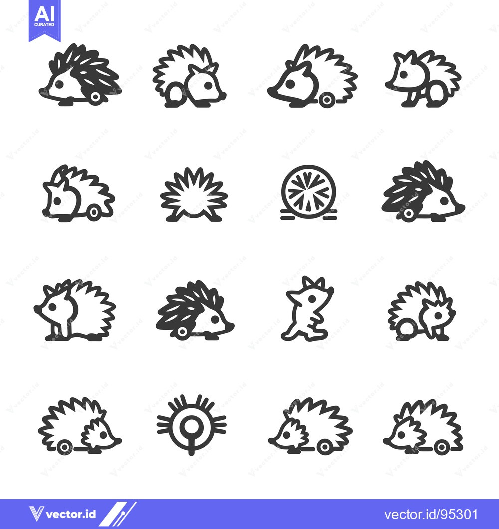 Premium Vector of Set of Hedgehog Icons in Various Poses and Styles