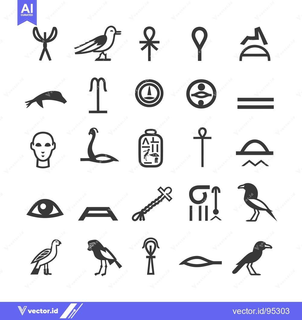 Premium Vector dari Set of Hieroglyphic Symbols and Images Related to Ancient Egyptian Cul