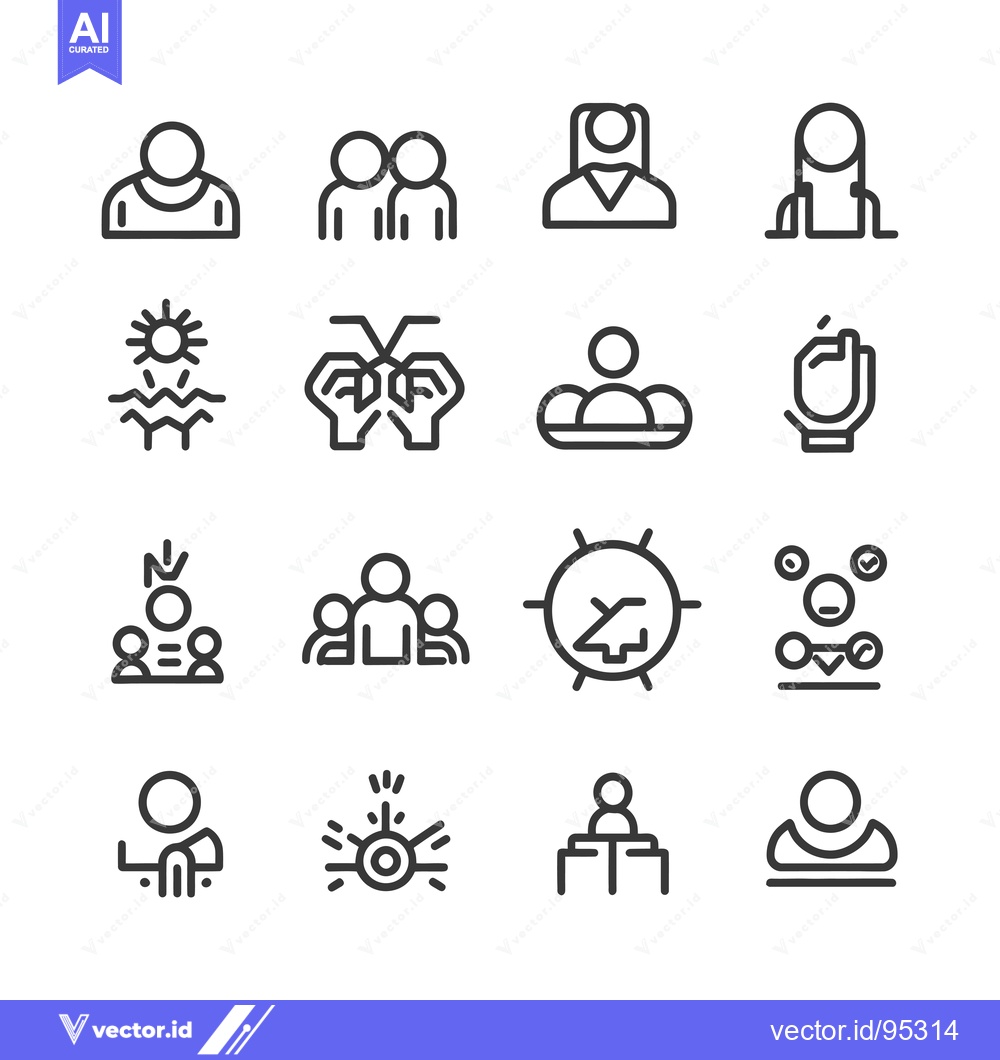 Premium Vector dari Set of Human Interaction Icons in Black Line Style