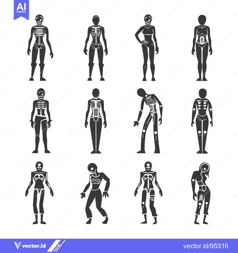 Premium Vector dari Set of Human Skeleton X-Ray Icons