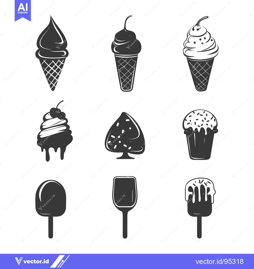 Premium Vector dari Set of Ice Cream and Sweet Treats Silhouettes