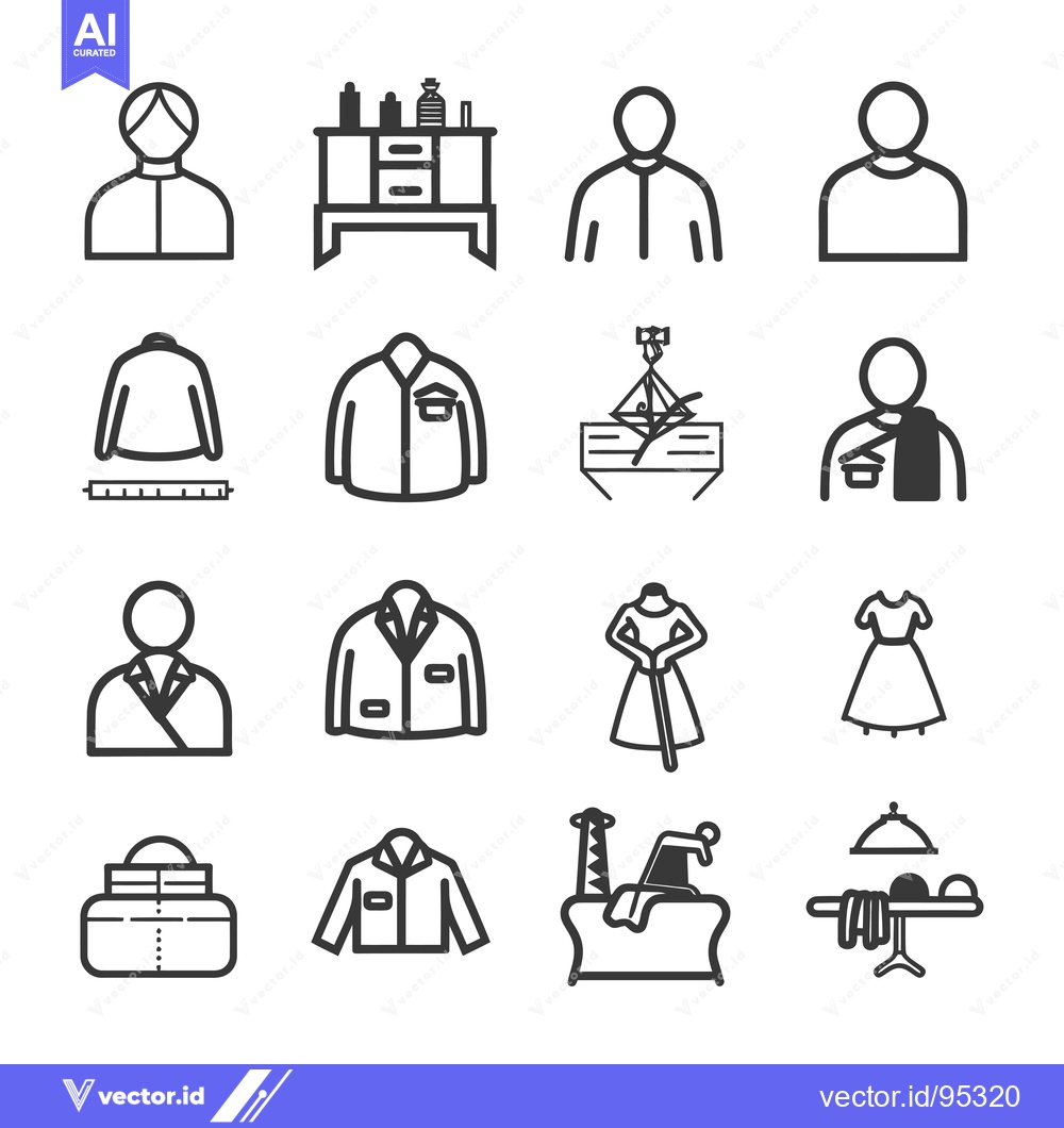 Premium Vector dari Set of  icons related to clothes and dry cleaning