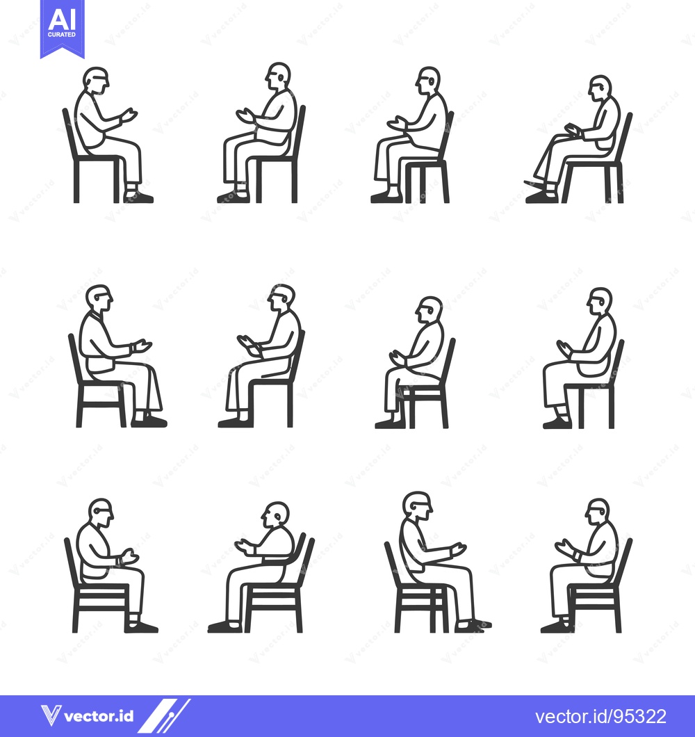 Premium Vector dari Set of Illustrations Depicting a Person Sitting in a Chair in Various