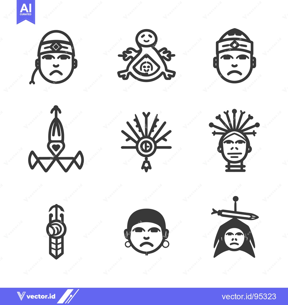 Premium Vector of Set of Indigenous American Cultural Icons