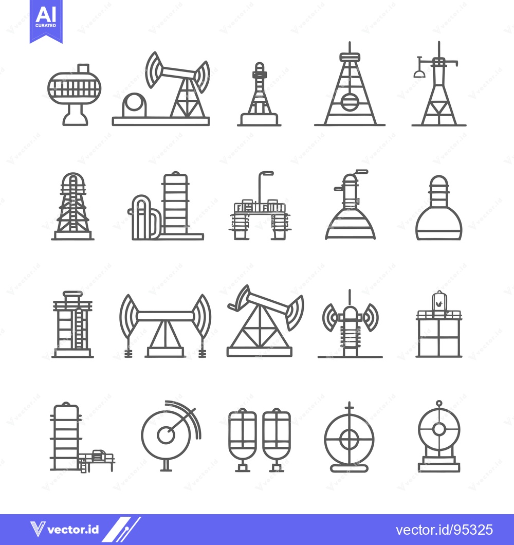 Premium Vector dari Set of Industrial and Infrastructure Line Icons